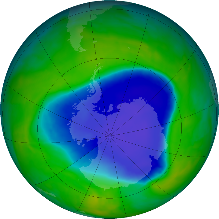 Antarctic ozone map for 14 November 2008